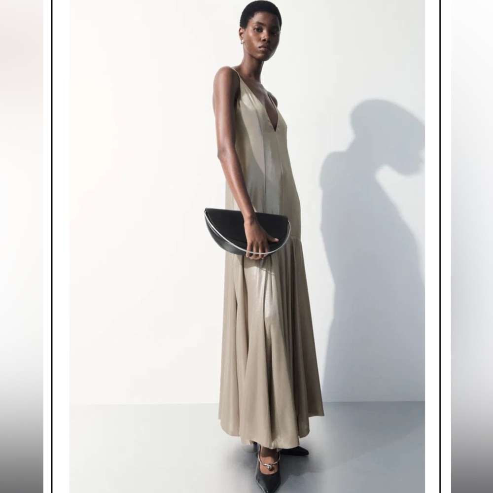 Barely Worn COS Metallic Flare Slip Dress, Size 4